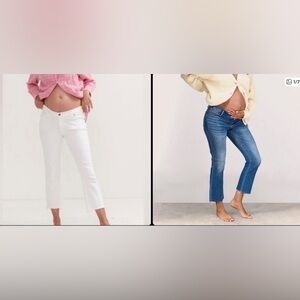 Hatch Collection Jeans in Indigo and White Cropped Ankle Jeans - 28